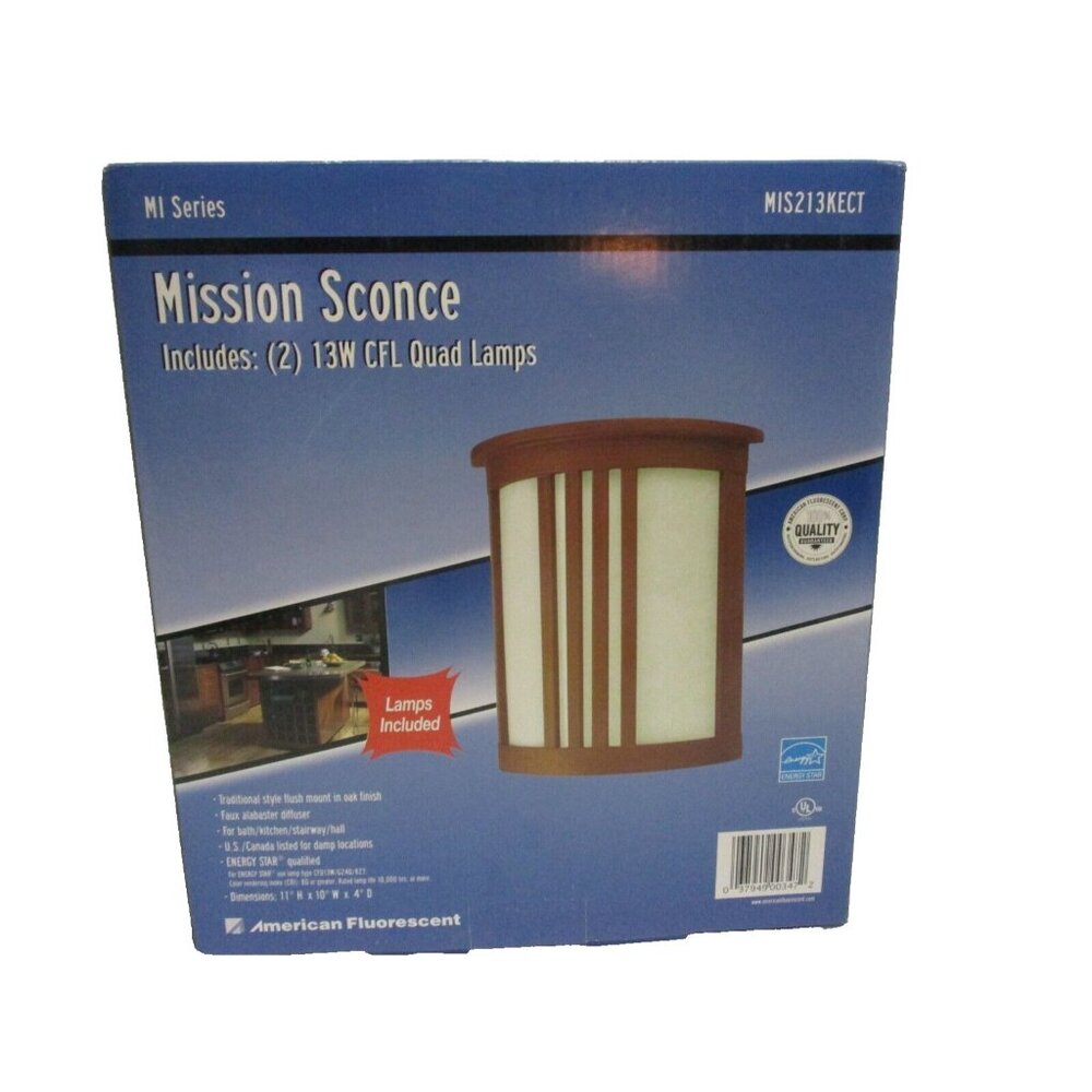 American Fluorescent Mission Sconce MIS213KECT (2) 13W CFL Quad Lamps Included